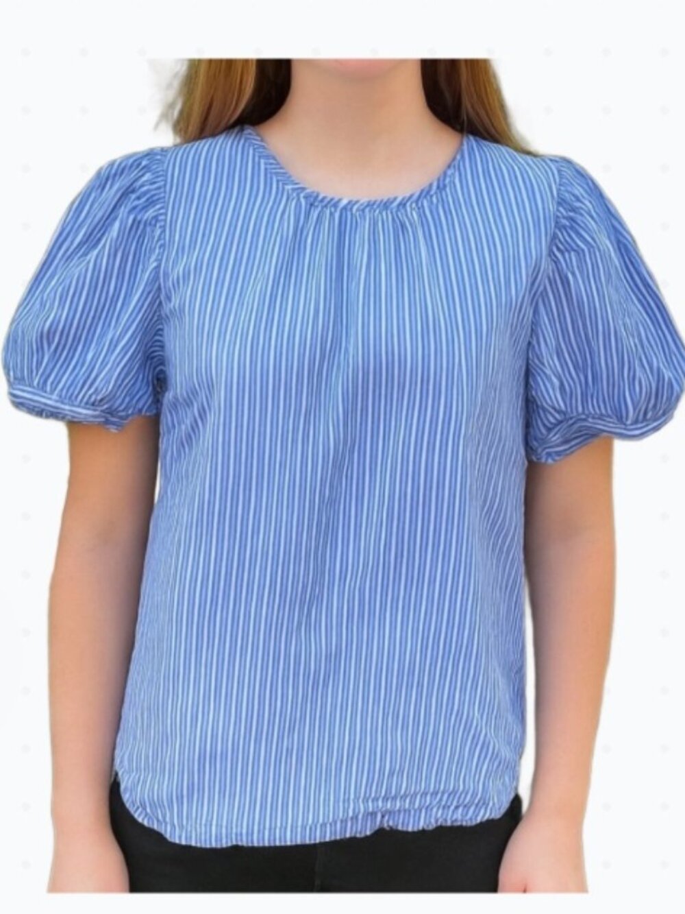 J Crew Top Striped Puff Short Sleeve Blouse Size XXS